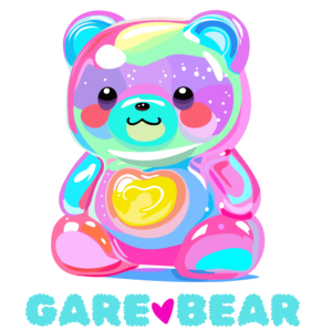 Multicolor gummy bear with the name Gare Bear